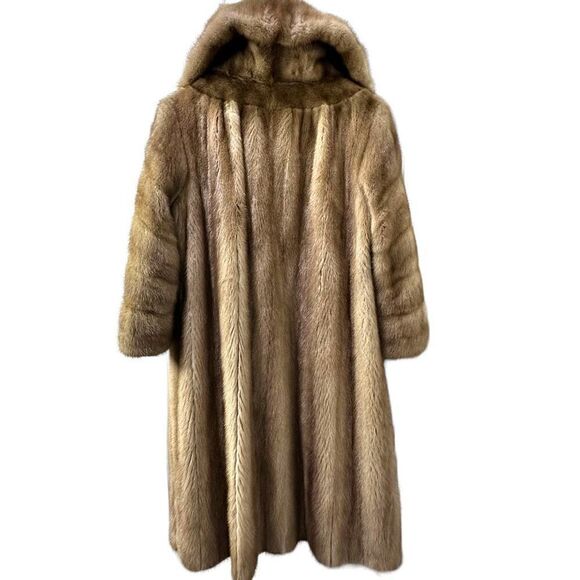 MINK COAT FULL LENGTH GENUINE VINTAGE MINK COAT From Hess’s Size Large Excellent - Picture 2 of 16